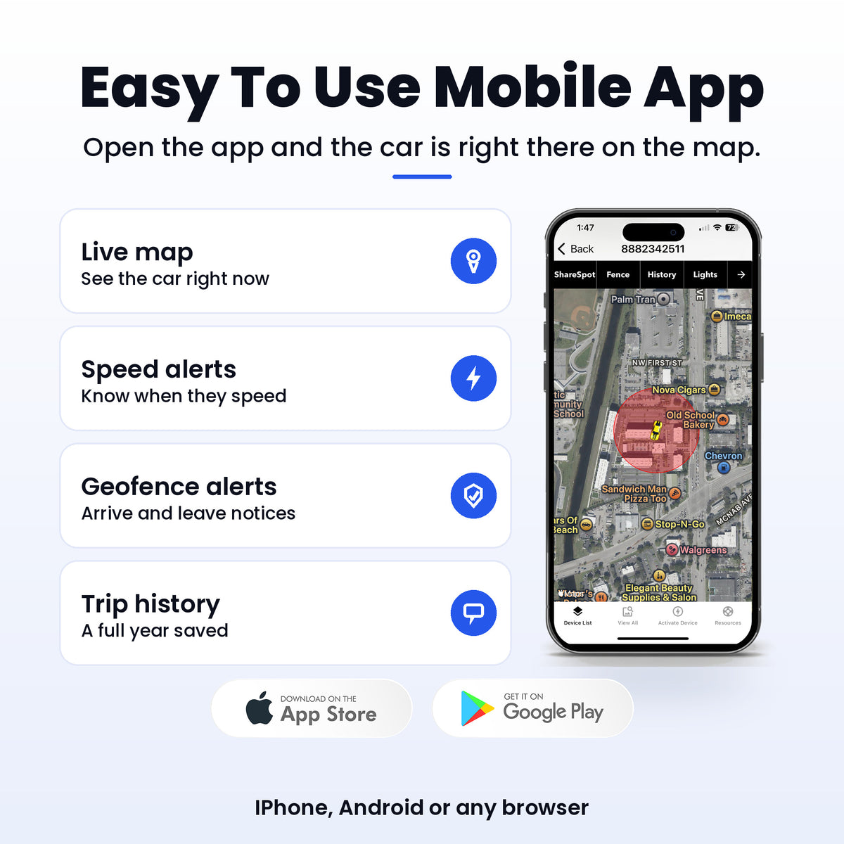Konnect Senior GPS Vehicle Tracker Mobile App